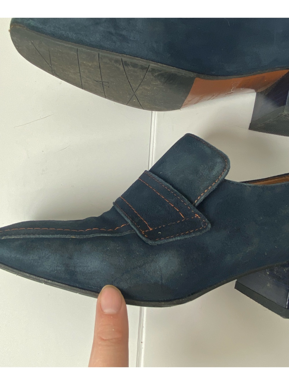 Aquatalia 7.5 Navy Suede Penny Loafers - Picture 3 of 10